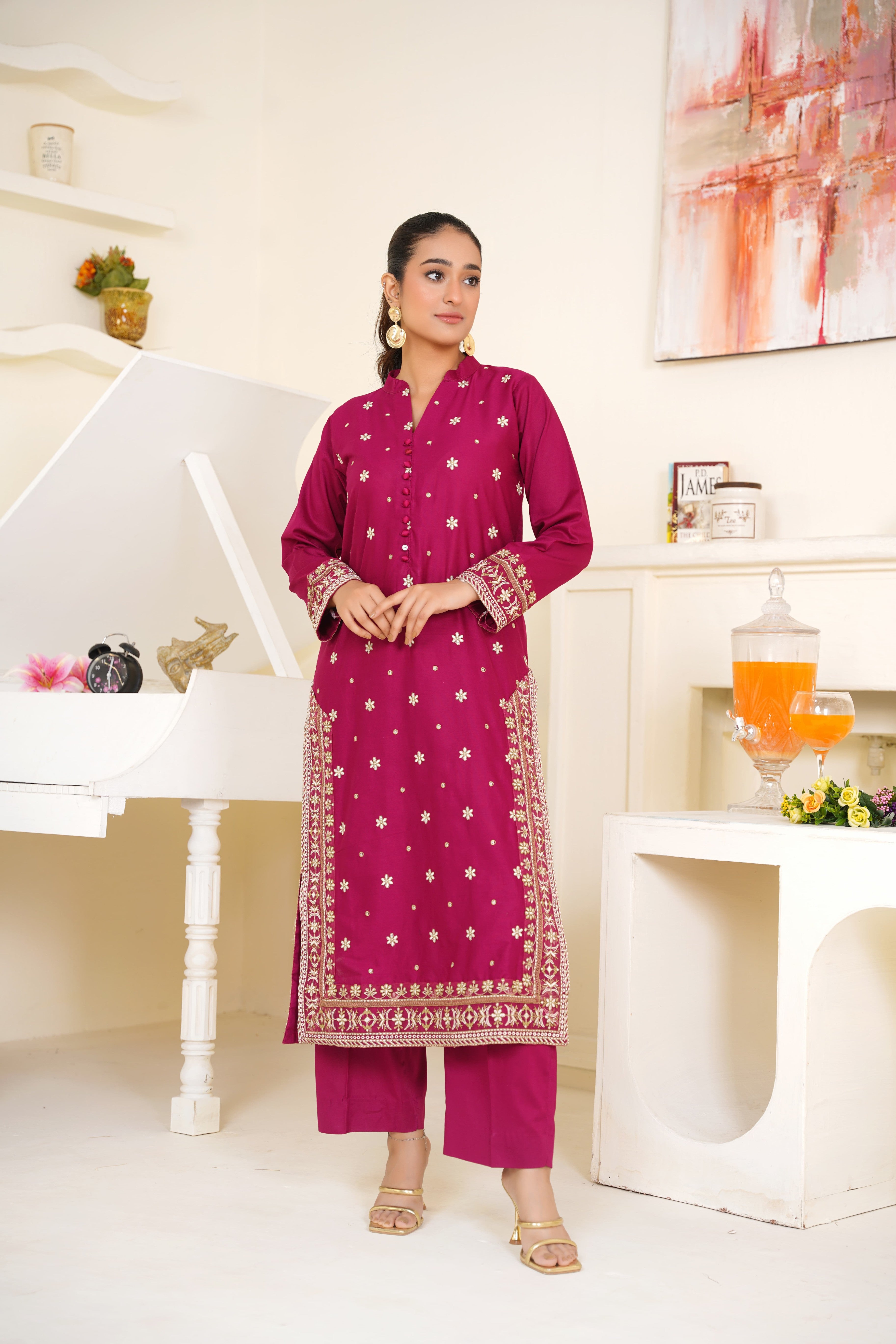 Mulberry 2Pc - Embroidered Cambric Cotton Pret