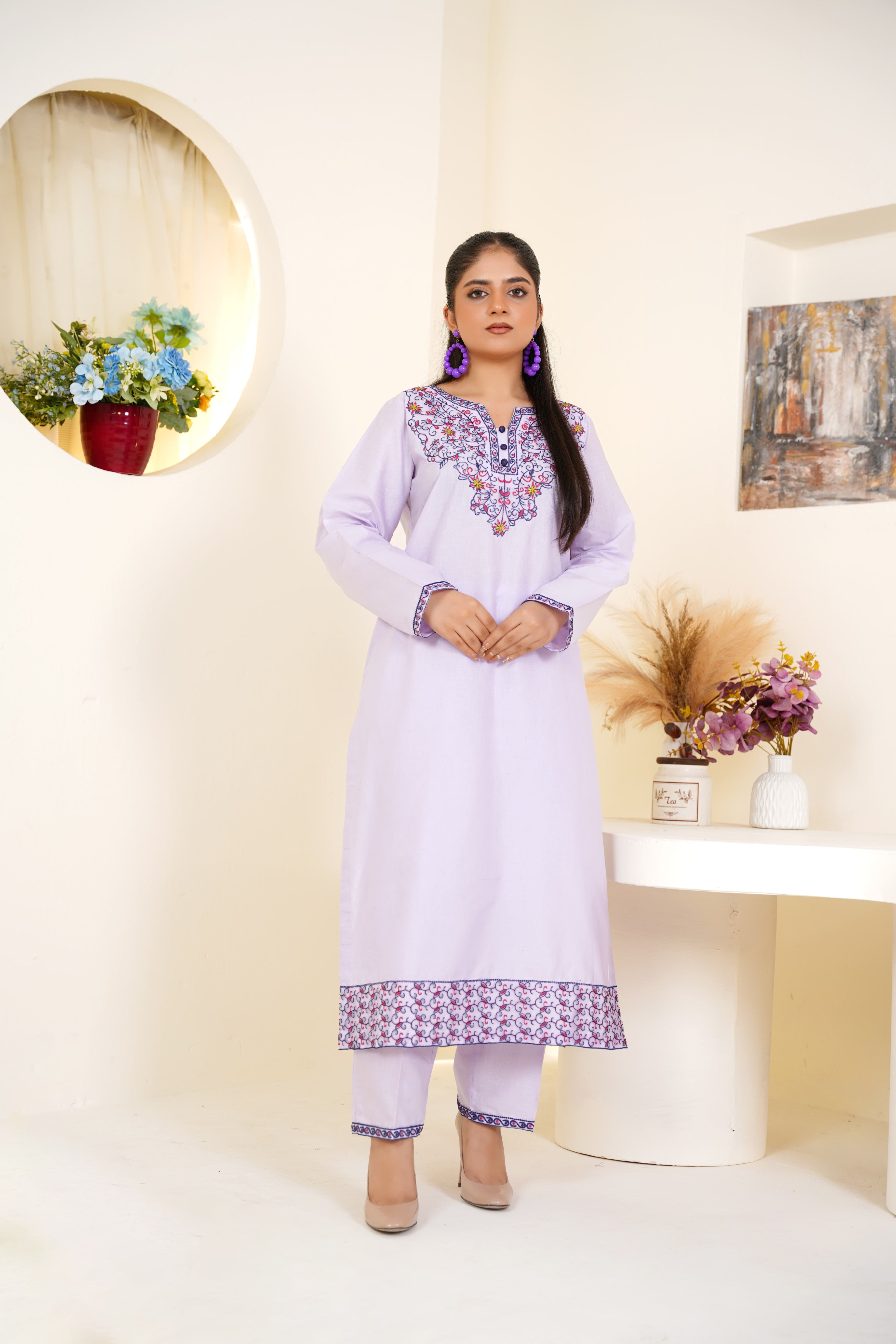 Velora 2Pc - Embroidered Cambric Cotton Pret