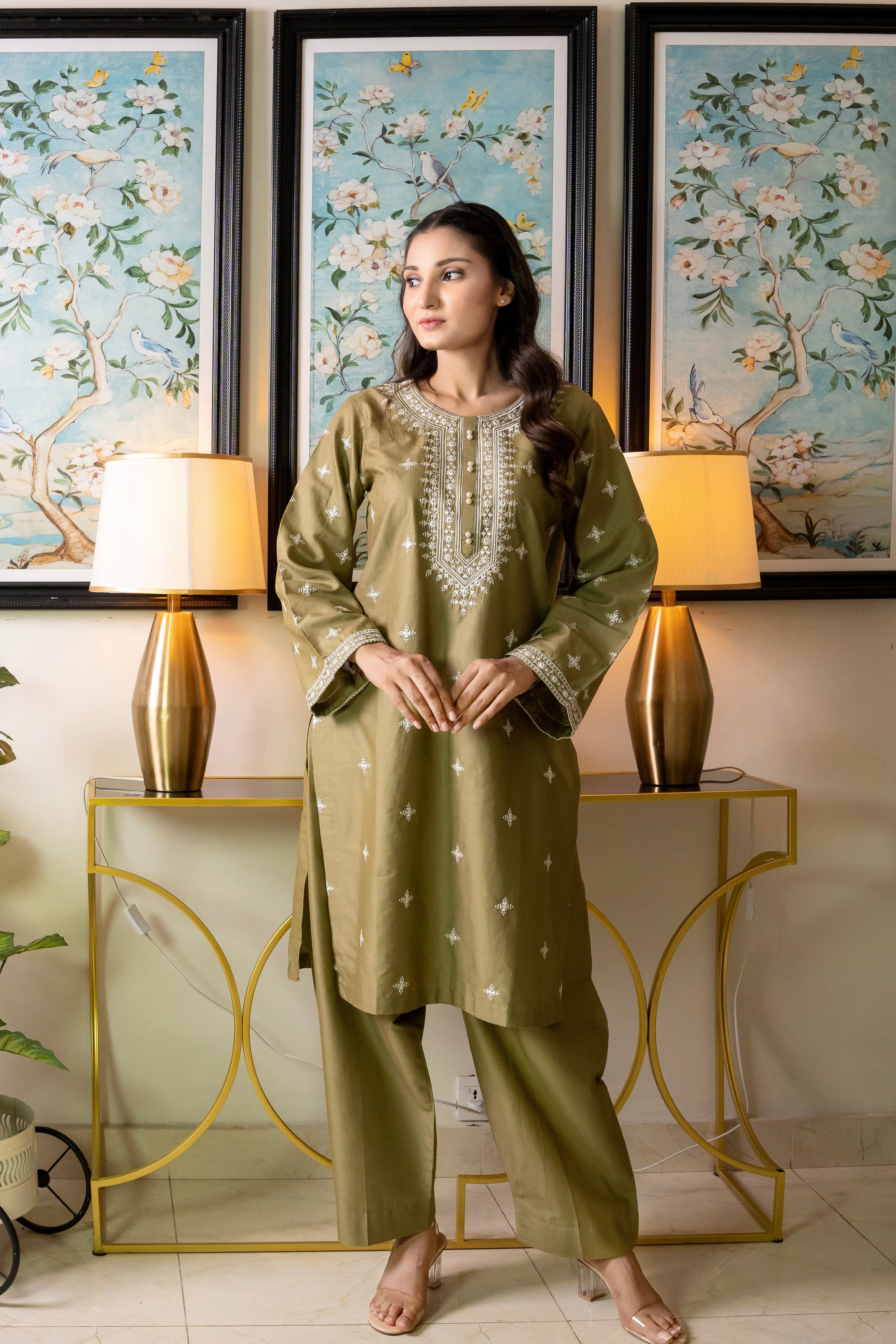 Marigold 2Pc - Embroidered Cambric Cotton Pret
