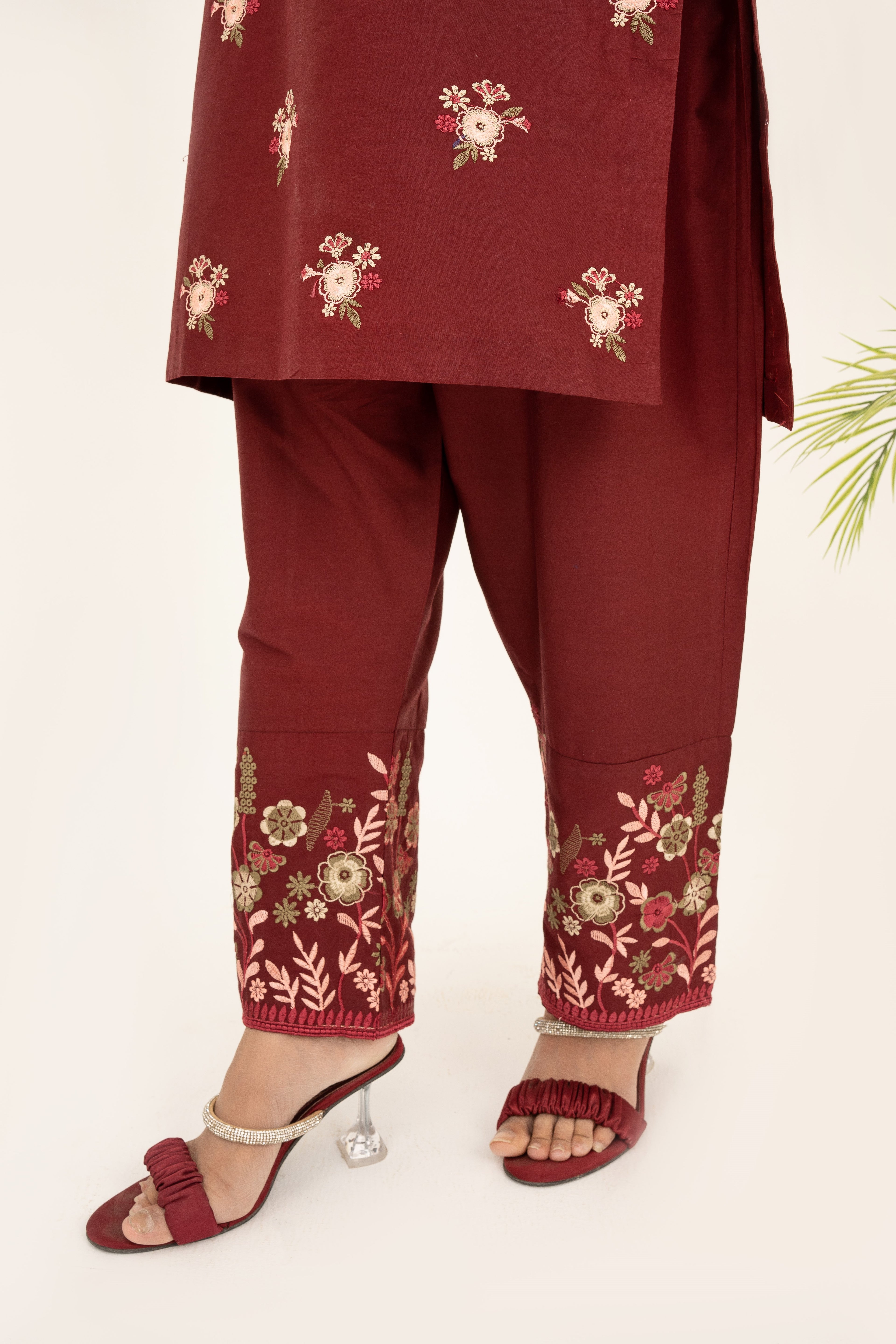 Ruby Mist 2Pc - Embroidered Cambric Cotton Pret