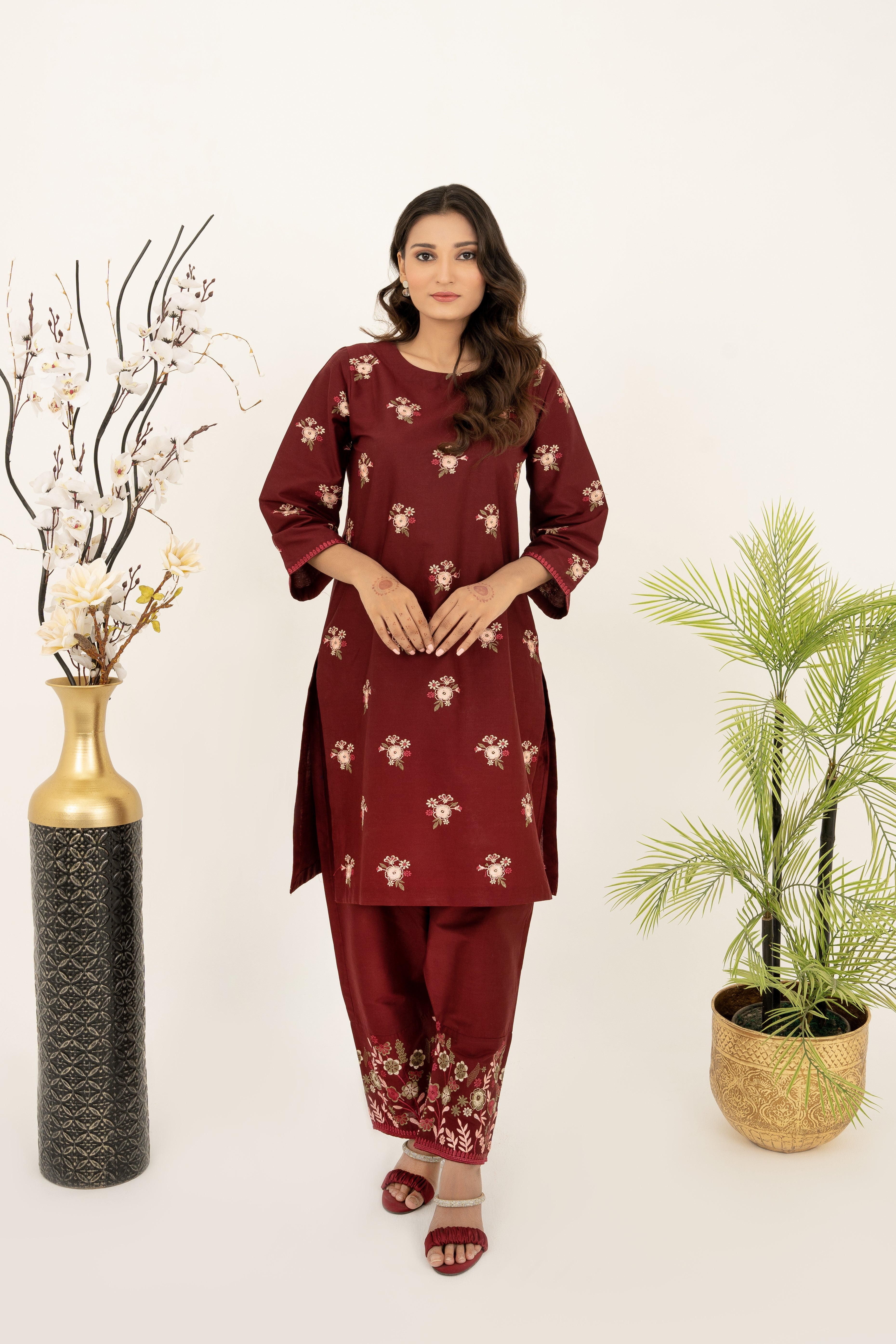 Ruby Mist 2Pc - Embroidered Cambric Cotton Pret