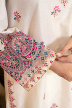 White Dusk 3Pc - Embroidered Cambric Cotton Pret