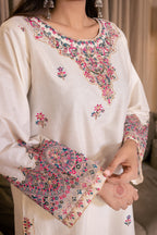 White Dusk 3Pc - Embroidered Cambric Cotton Pret