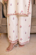 White Dusk 3Pc - Embroidered Cambric Cotton Pret