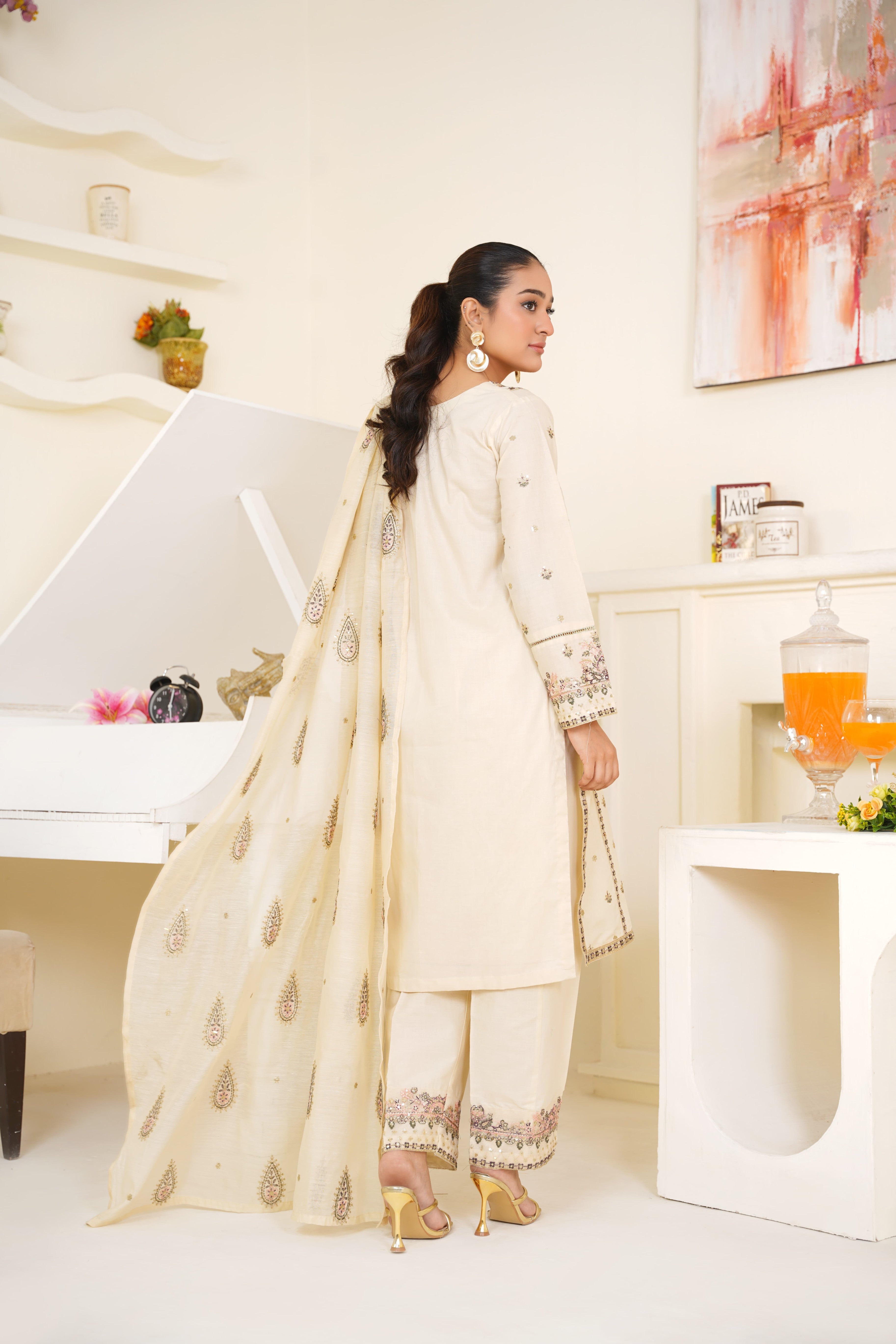 Dune 3Pc - Embroidered Cambric Cotton Pret