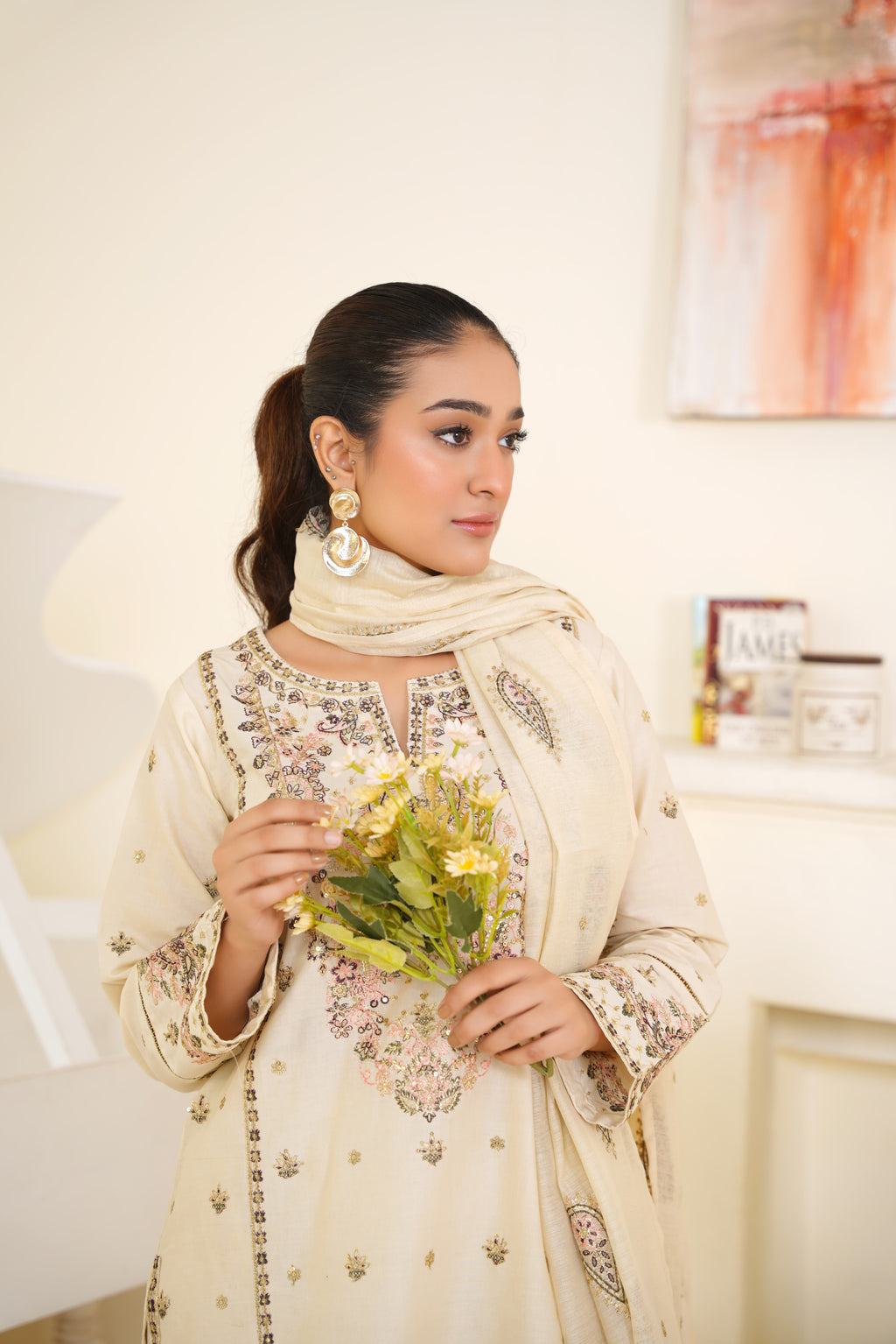 Dune 3Pc - Embroidered Cambric Cotton Pret