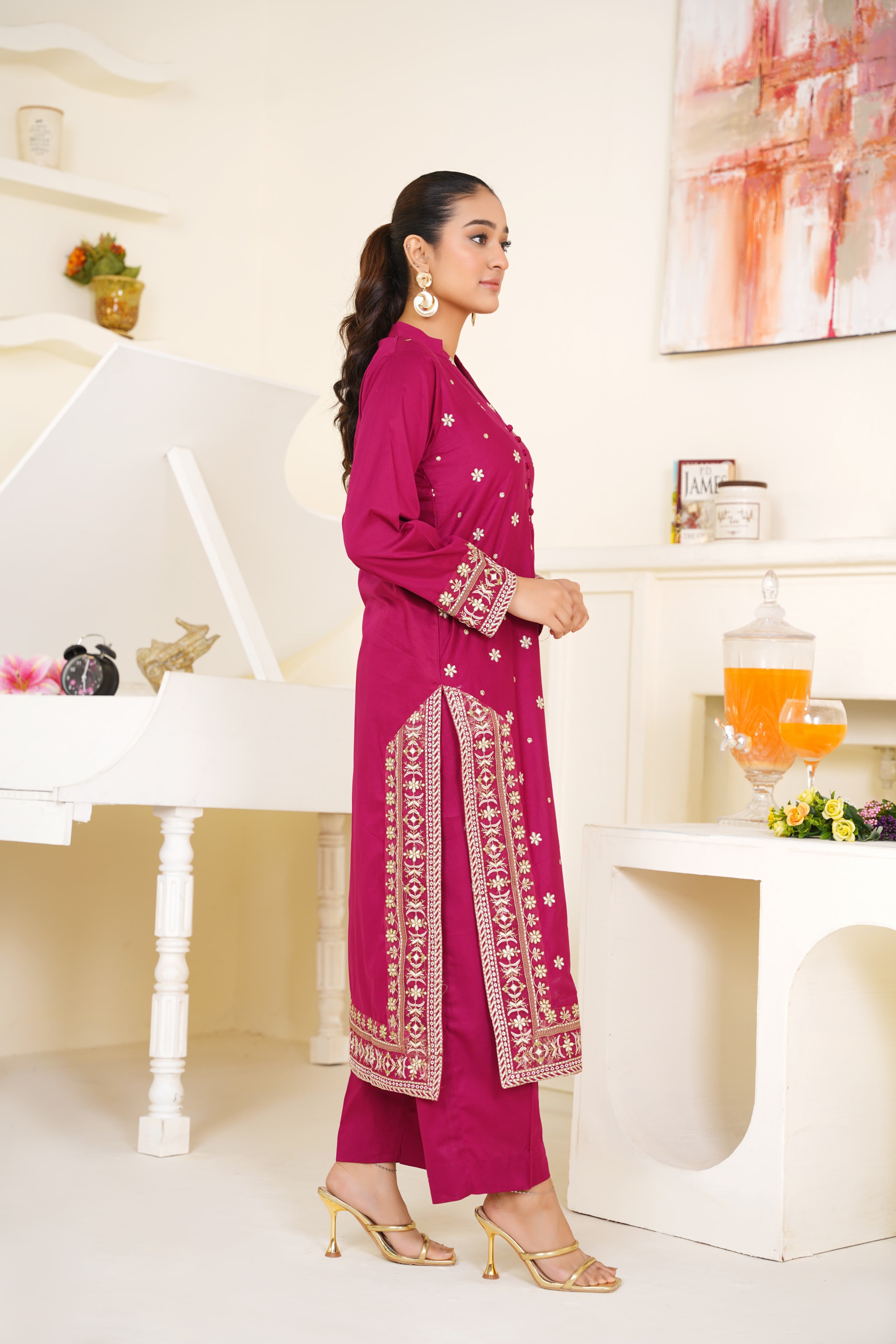 Mulberry 2Pc - Embroidered Cambric Cotton Pret