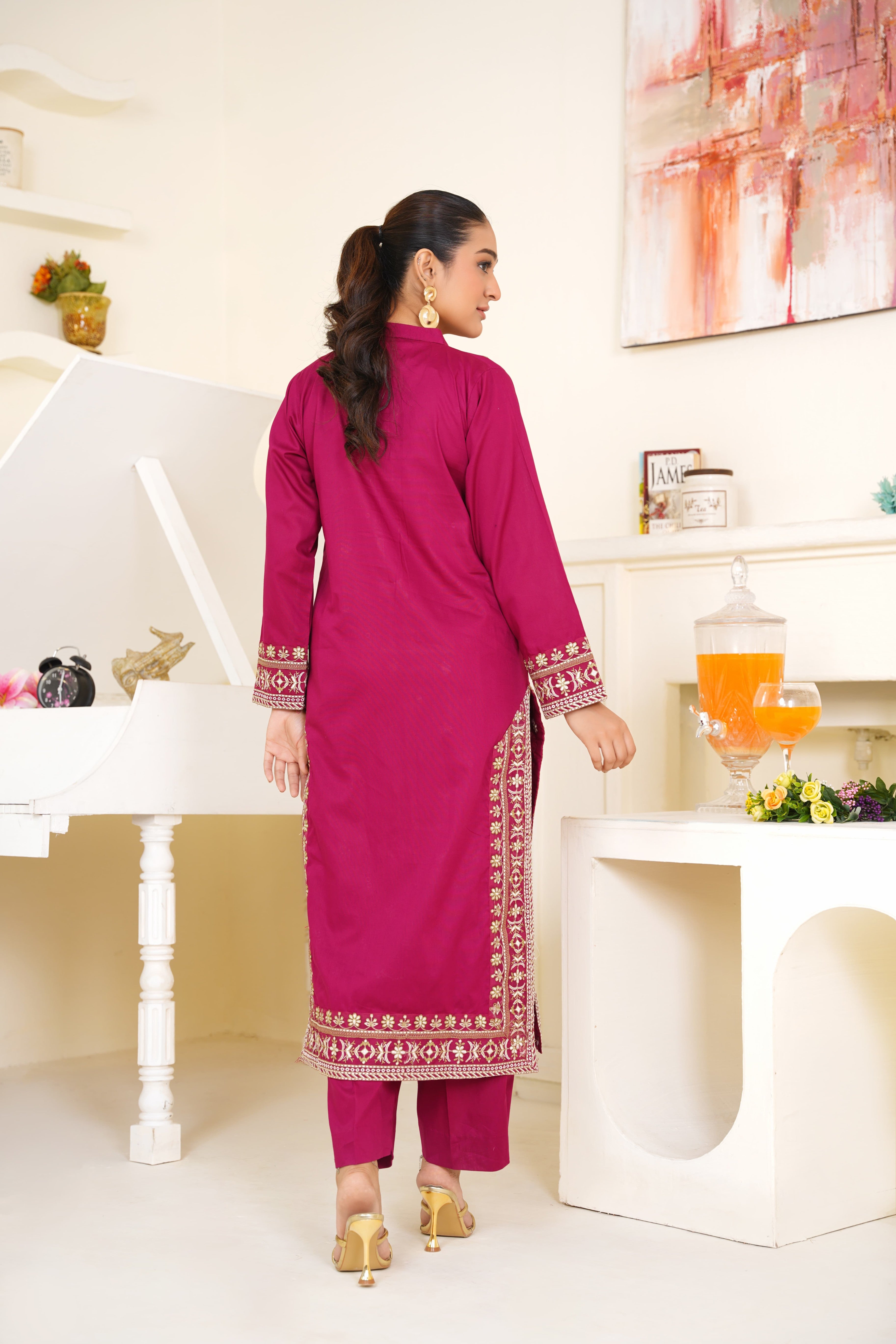 Mulberry 2Pc - Embroidered Cambric Cotton Pret