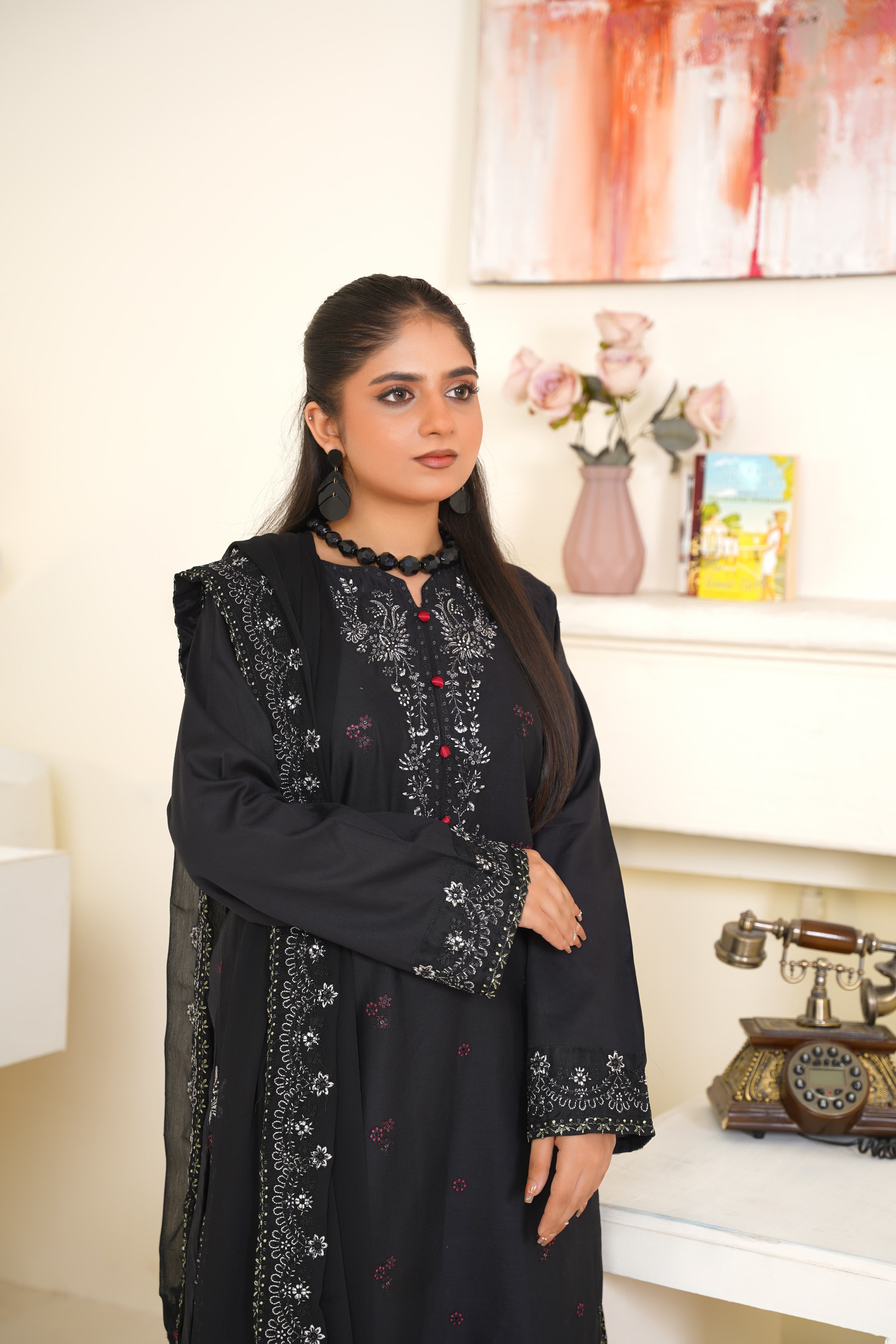 Eclipse 3Pc - Embroidered Cambric Cotton Pret