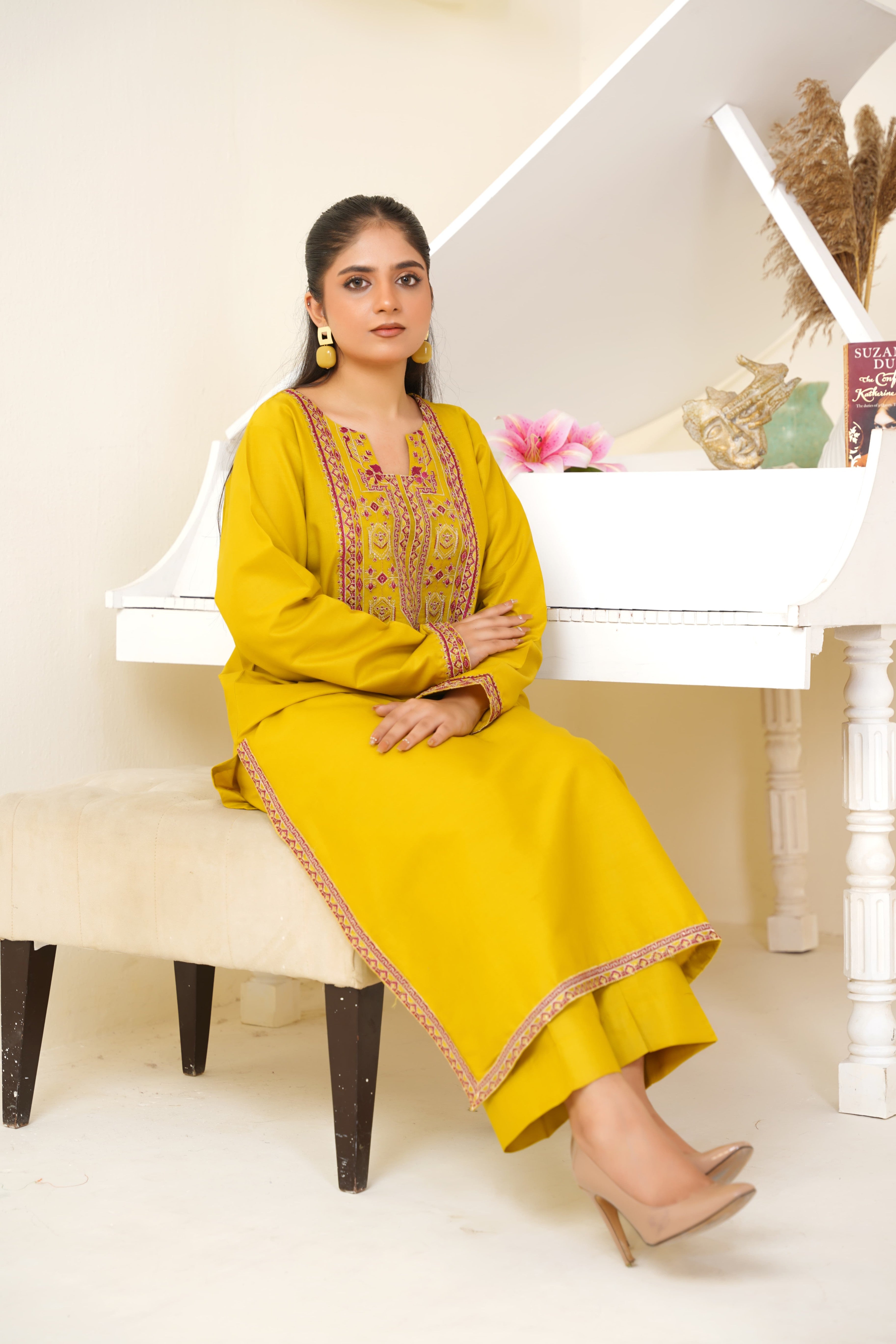 Sun Stone 2Pc - Embroidered Cambric Cotton Pret