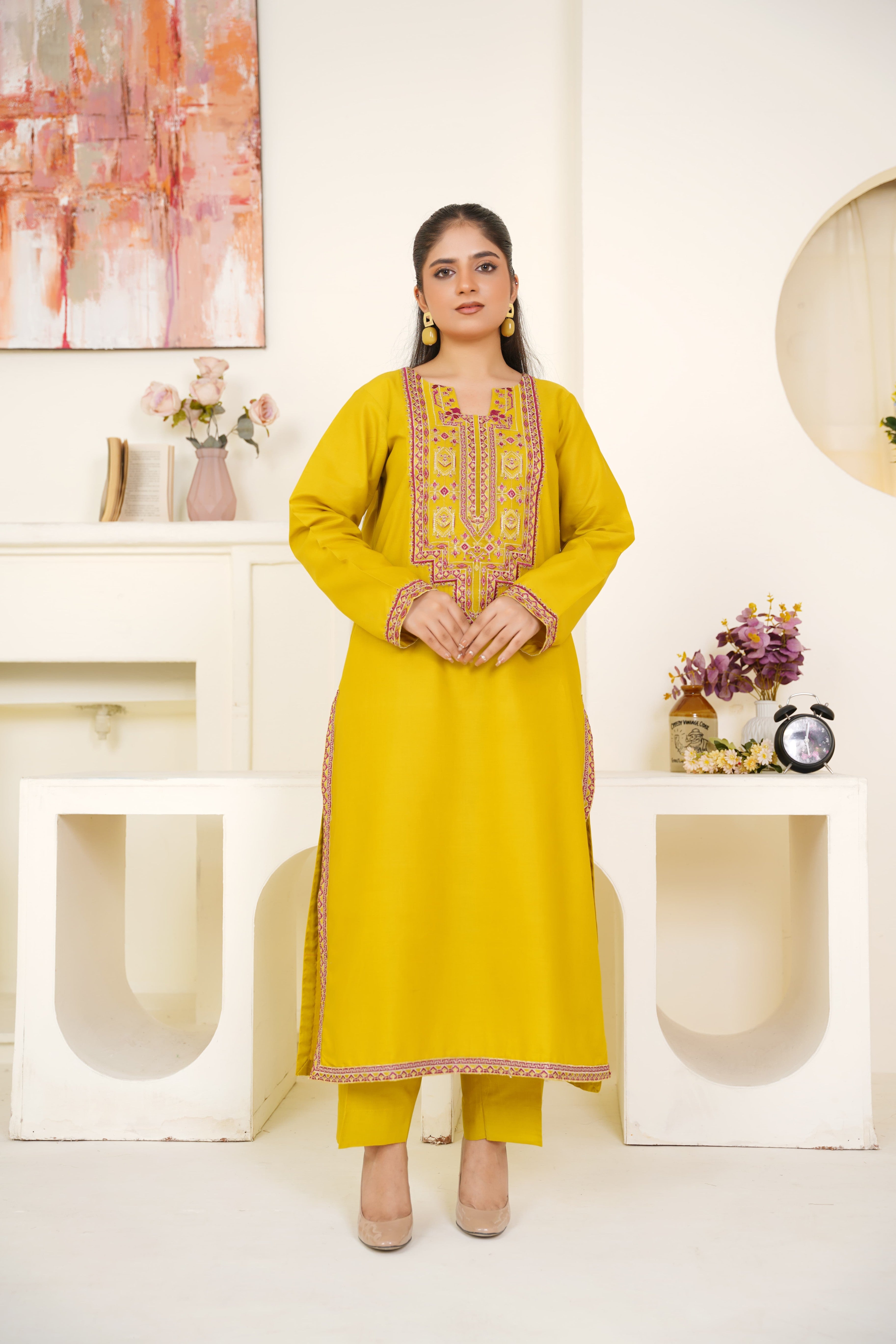 Sun Stone 2Pc - Embroidered Cambric Cotton Pret