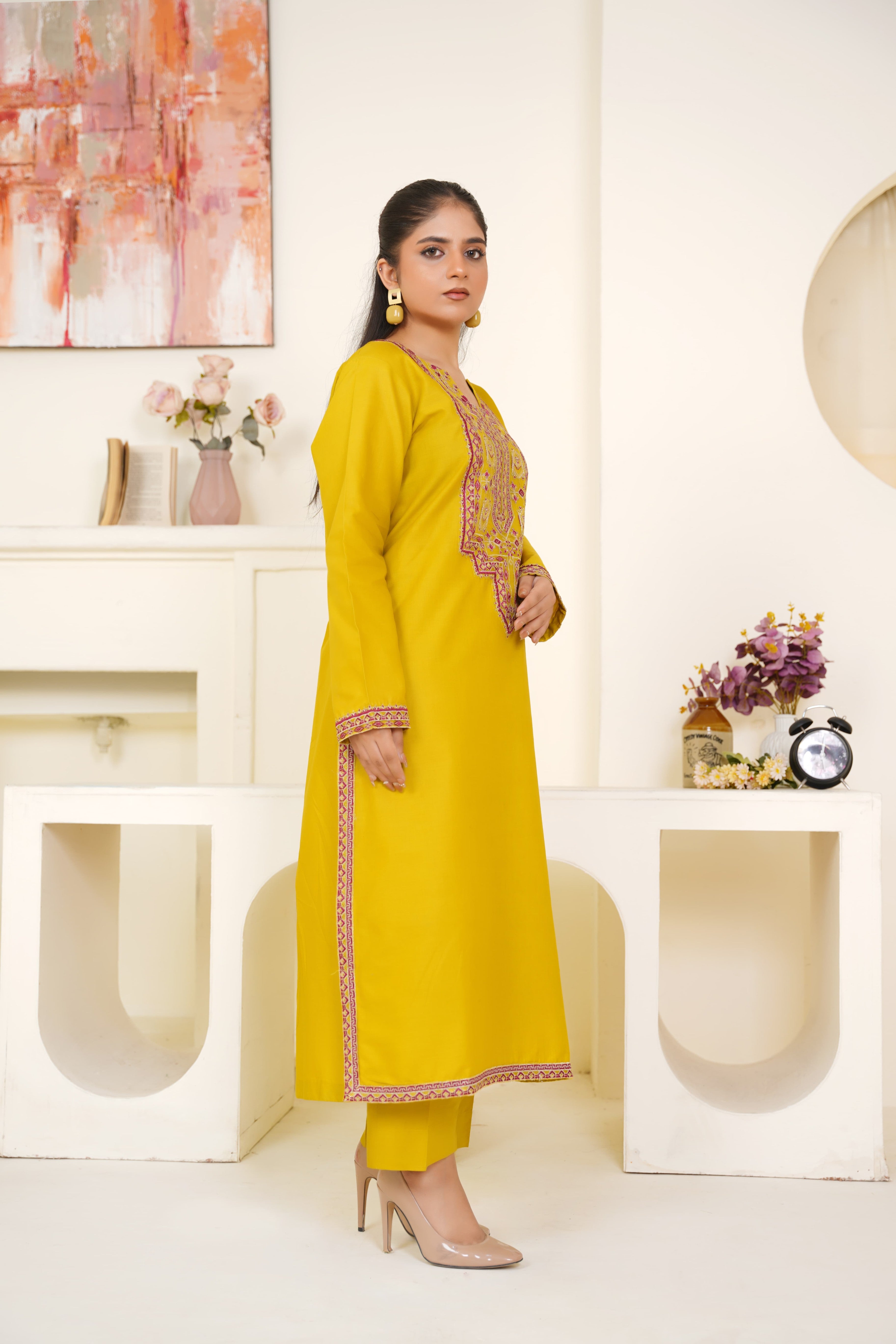Sun Stone 2Pc - Embroidered Cambric Cotton Pret
