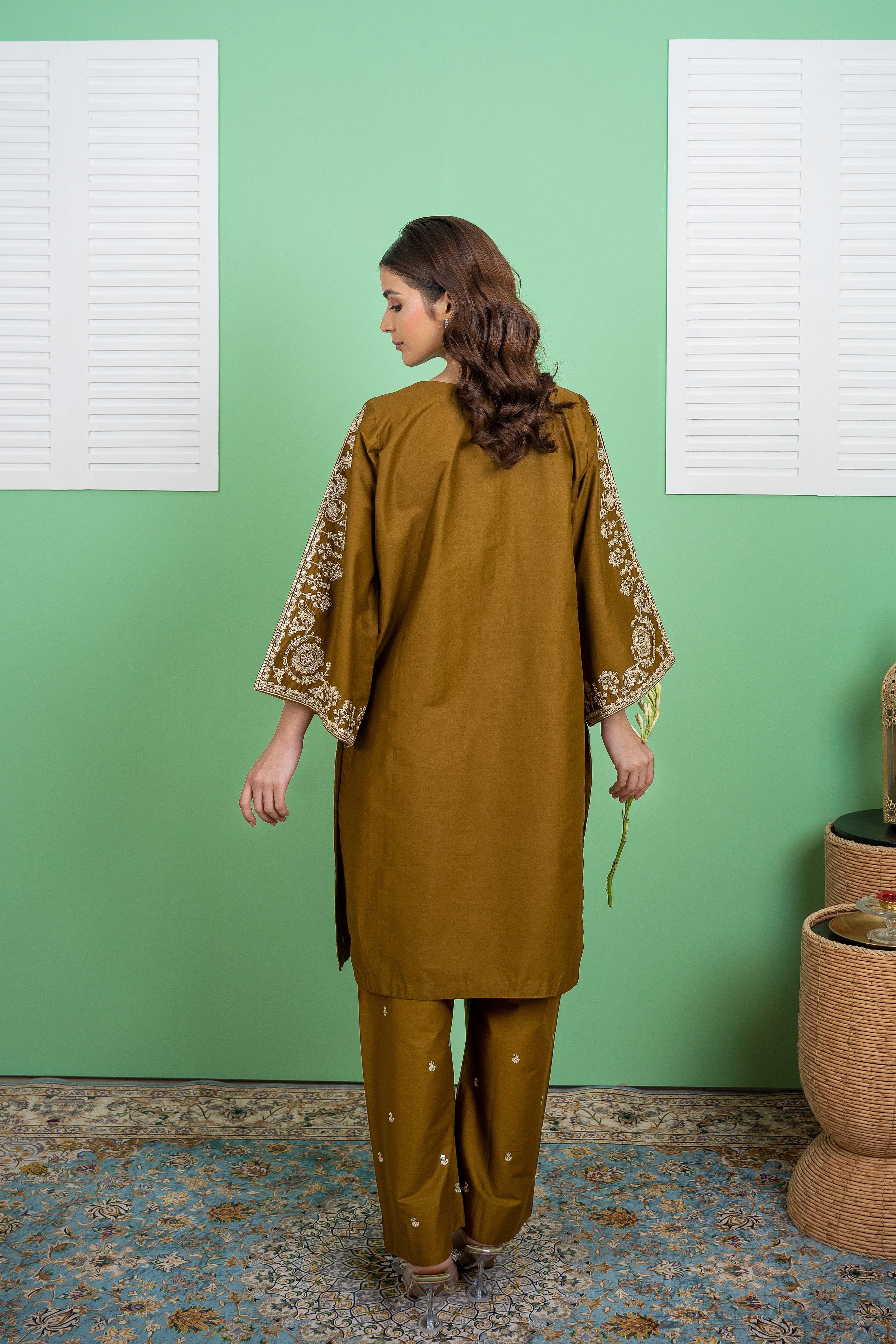 Olive Bloom 2Pc - Embroidered Cambric Cotton Pret