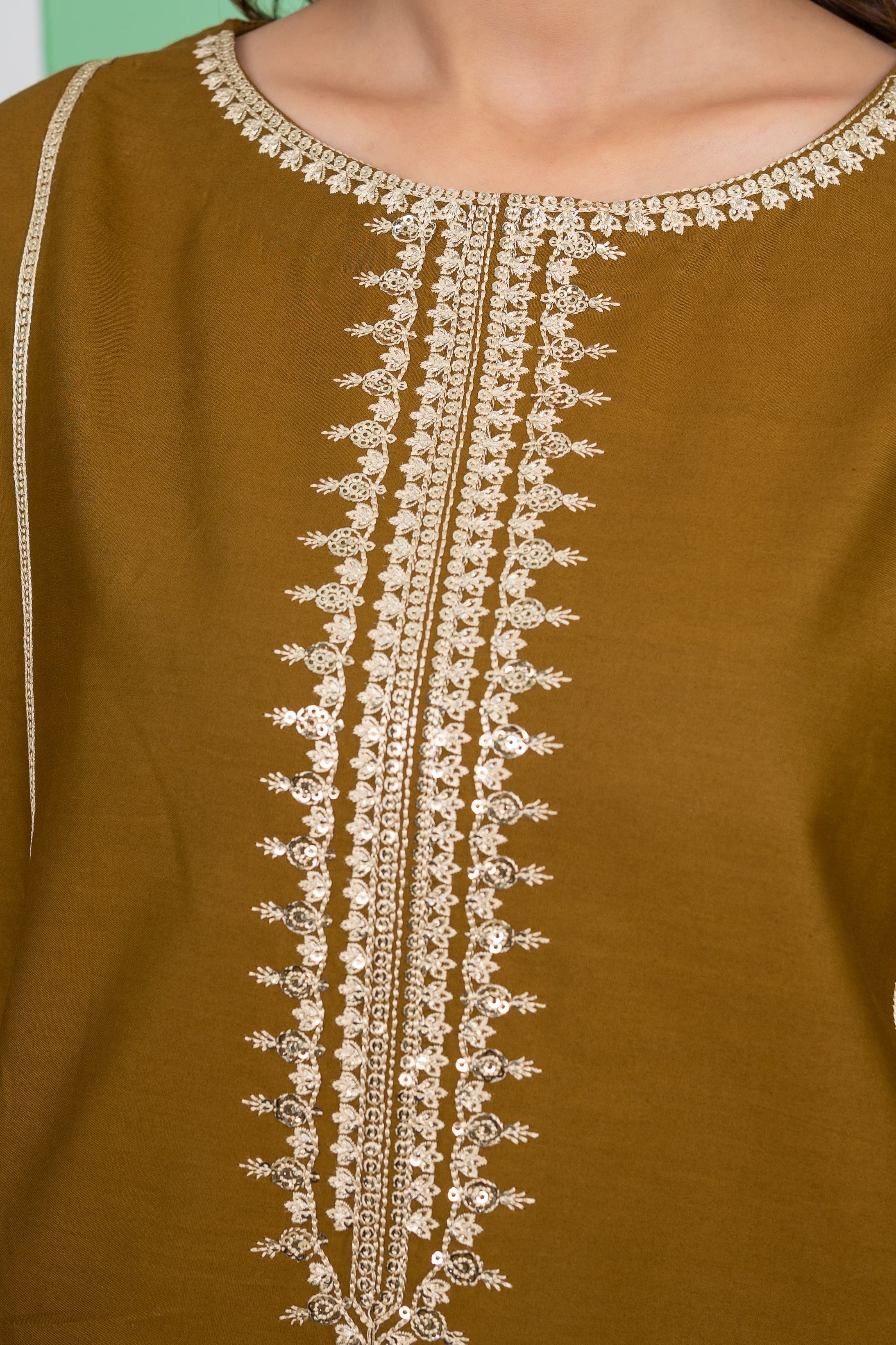 Olive Bloom 2Pc - Embroidered Cambric Cotton Pret