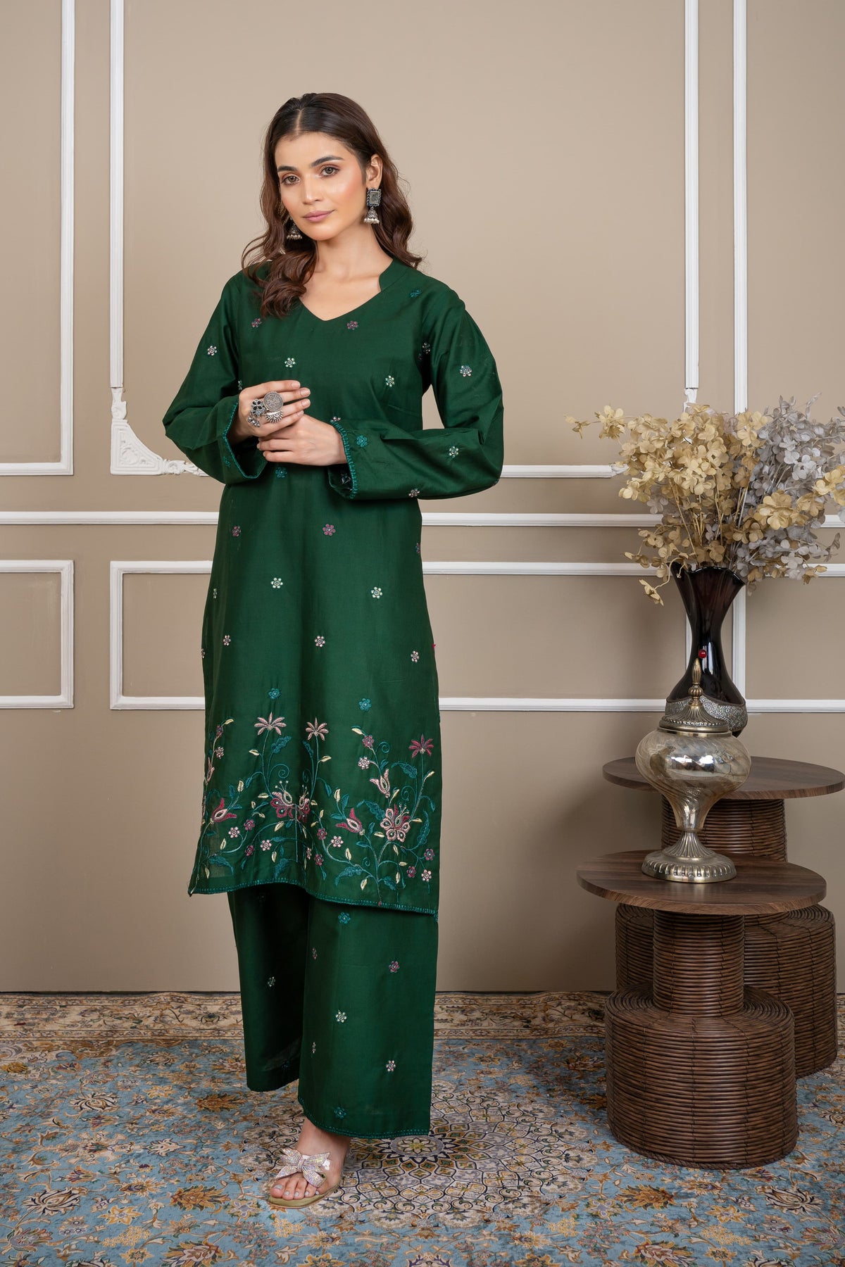 Jade Horizon 2Pc - Embroidered Cambric Cotton Pret