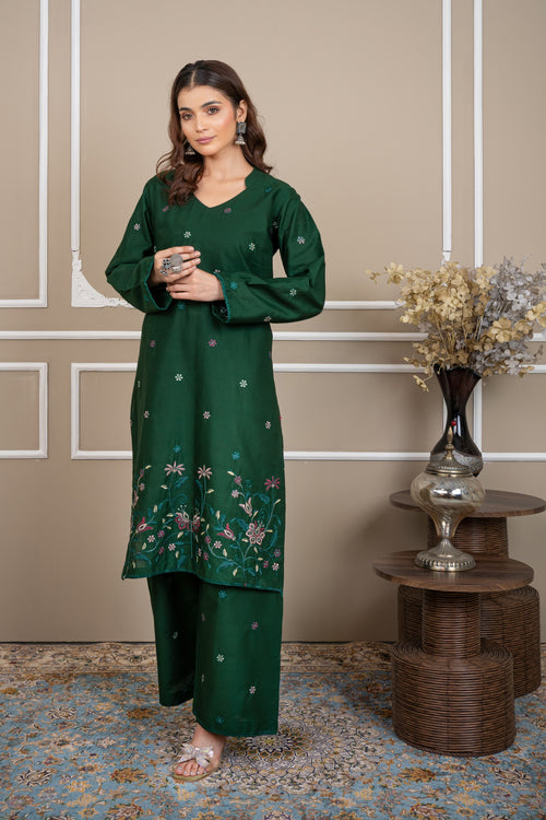 Jade Horizon 2Pc - Embroidered Cambric Cotton Pret