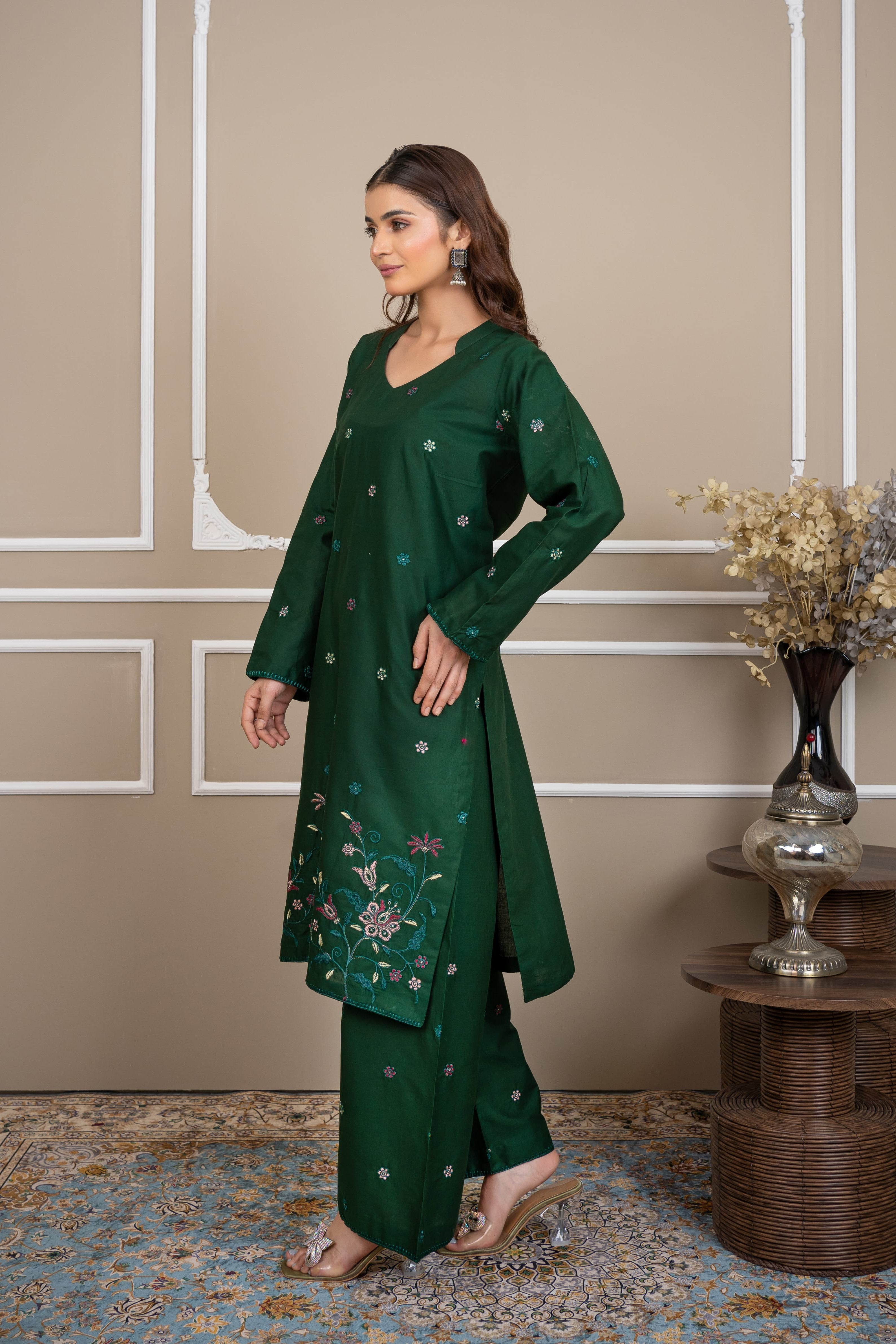 Jade Horizon 2Pc - Embroidered Cambric Cotton Pret